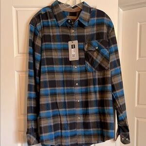 Men's Blue and Black Plaid Shirt
